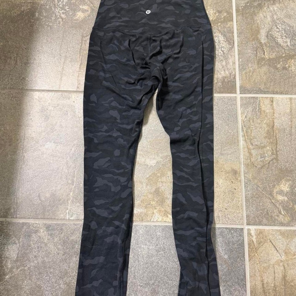 Lululemon Align Pant Full Length 28 Sequoia Camo Deep Coal Black Size 4